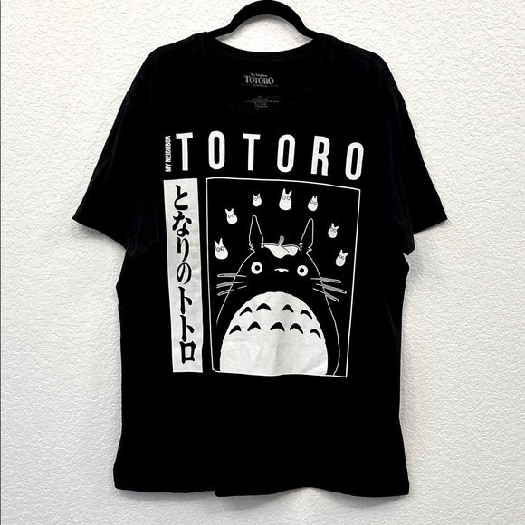 Studio Ghibli My Neighbor Totoro Kanji Totoro T-Shirt Unisex Sz XXL Black Anime - Picture 1 of 7